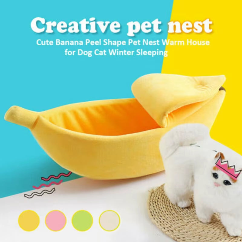 Banana Cat Bed House Cute Funny Cozy Cat Mat Beds Warm Durable Portable Pet Basket Kennel Dog Cushion Cat Supplies Multicolor
