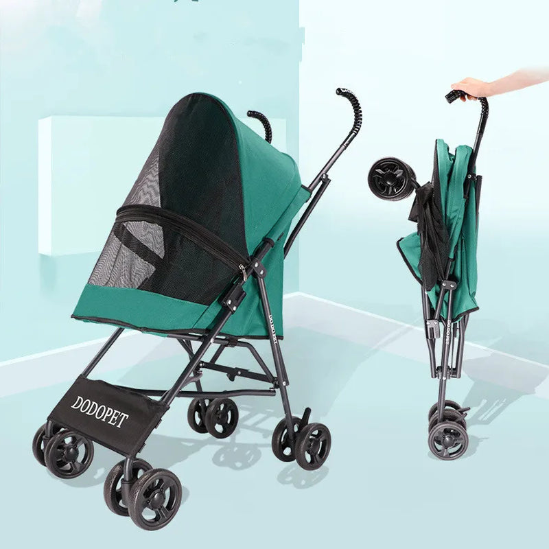 Dog Strollers Pet 4 Wheels Travel Stroller for Dog Cat Pushchair Trolley Puppy Jogger Folding Carrier Outdoor Travel Supplie